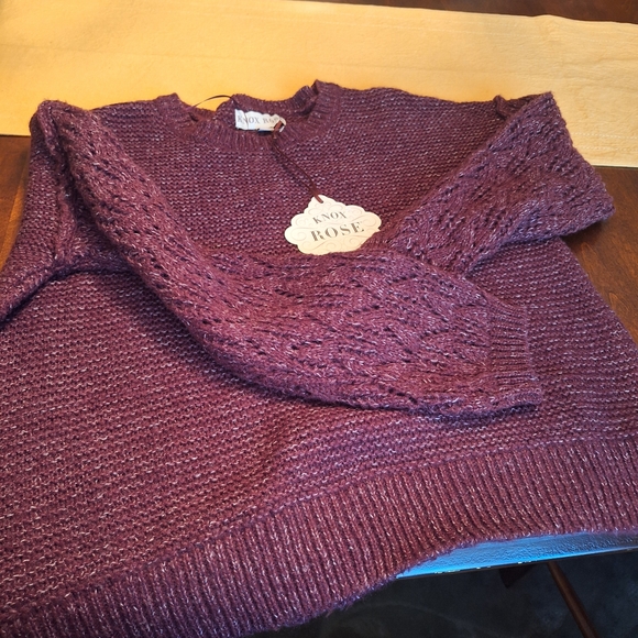 NWT Women's Cable Knit Pullover Sweater Plum Or Burgandy M - Picture 11 of 16